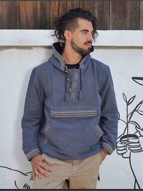 Virblatt Baja Hoodie “Sphärenhaft” | 100% Cotton | Made in Nepal | M